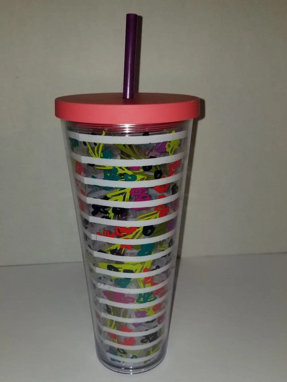 Starbucks 2017 Floral Stripes Cold Cup Tumbler